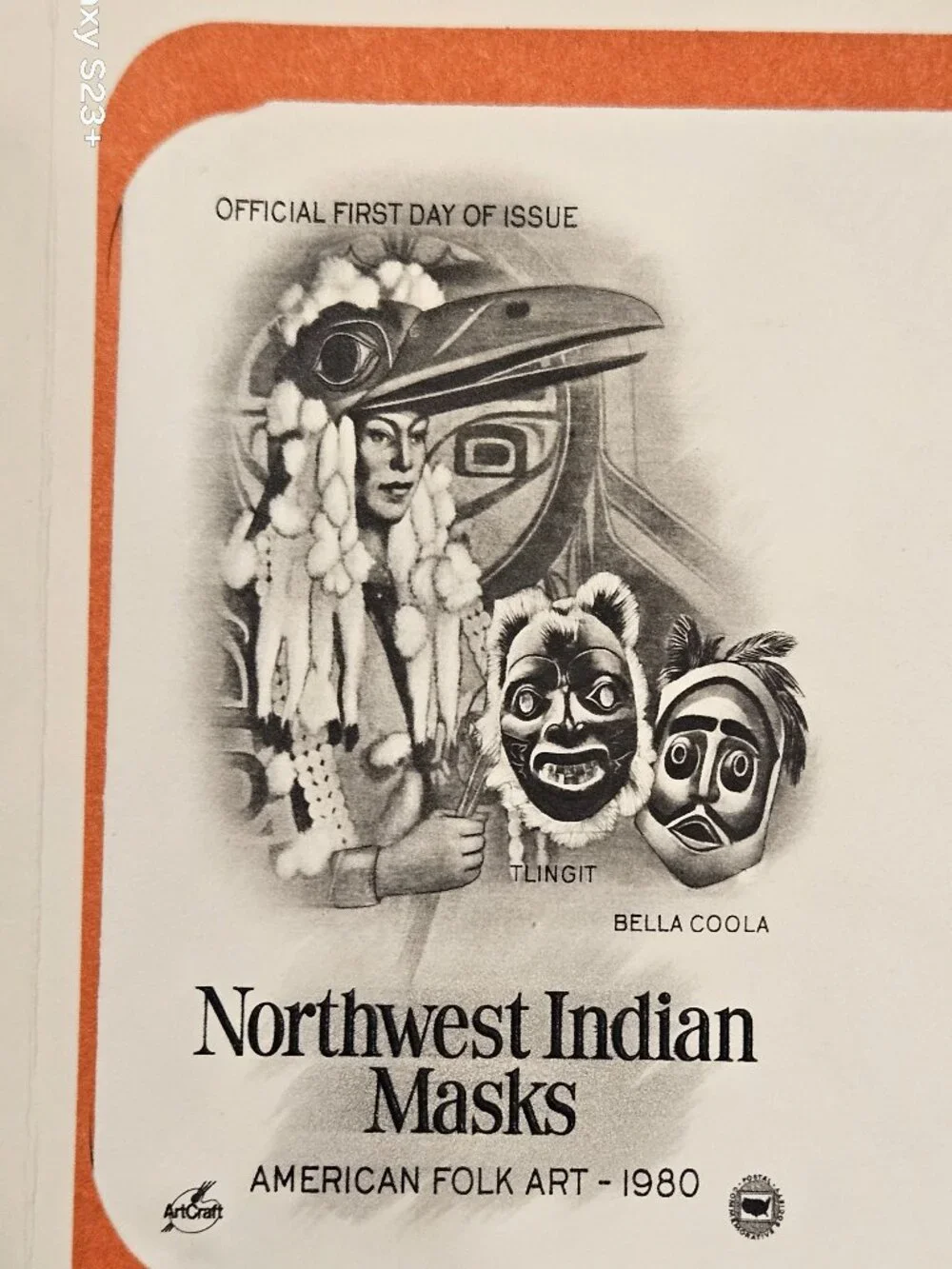 RARE COLLECTIBLE USPS 1ST DAY ISSUE COVER NORTHWEST INDIAN MASKS FOLK ART STAMP